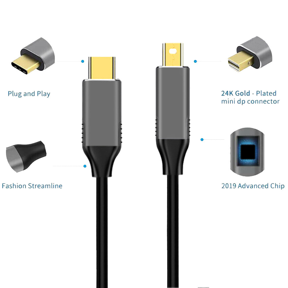 USB C to Mini Displayport Cable USB Type C Thunderbolt 3 to Mini DP Cord 4K Adapter Cable. 