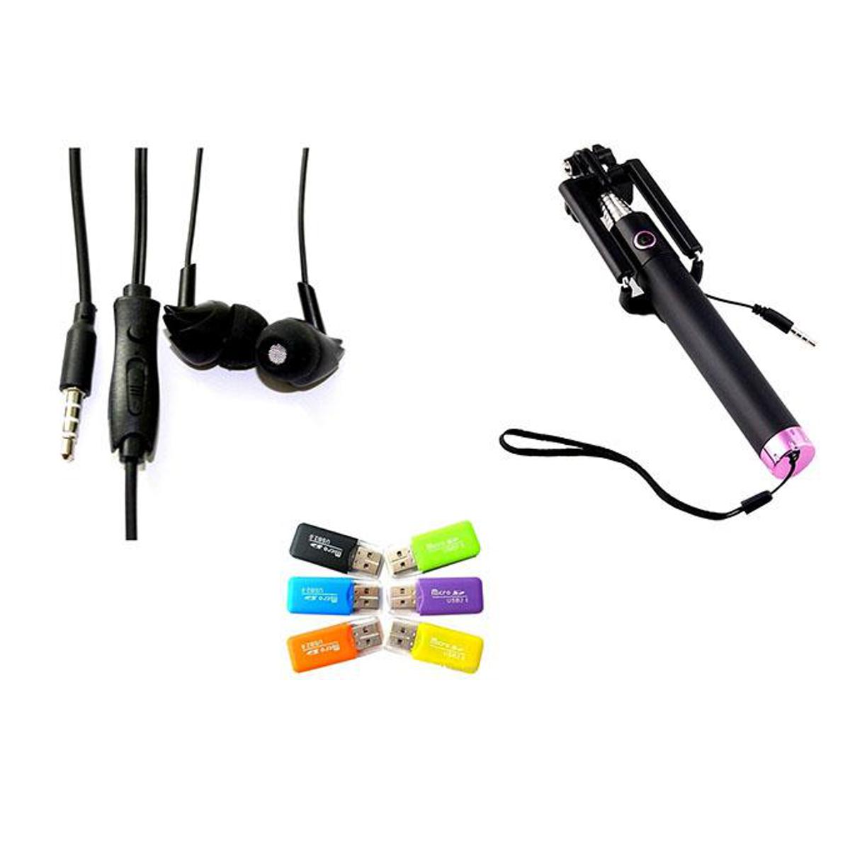Selfie Stick + Angry Bird Headphone + Sd Card Reader Combo