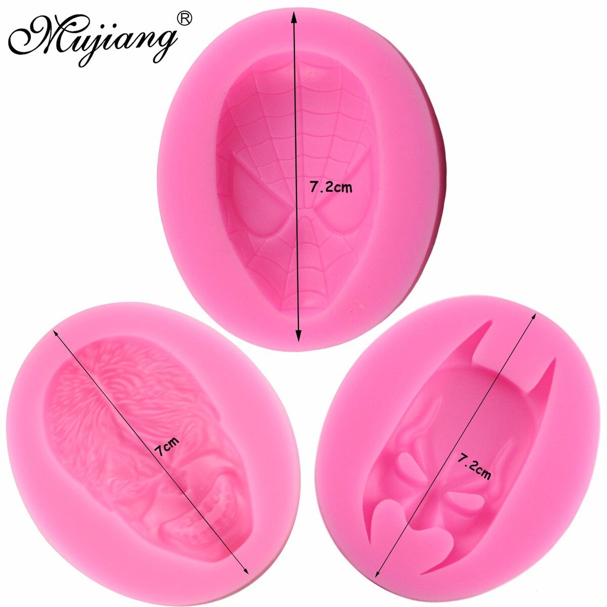 【happy one】Mujiang 3D Spiderman Batman Fondant Chocolate Molds Hulk Face Silicone Cake Mold Cake Decorating Tools Candy Polymer Clay Moulds. 