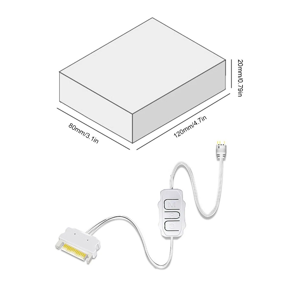 SATA To 5V 3 Pin ARGB Controller Cable Mini Adapter Controller SATA Power Supply RGB Lengthen Cable for Cooling Fan Light Strip. 