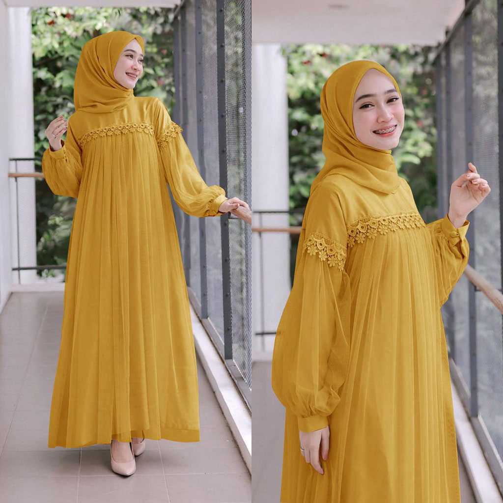 New design Stylish Yellow Color Hijab Gown Borka Malai Georgette and soft net Fabric For Women. 