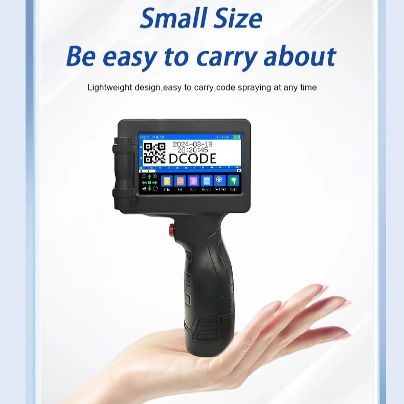 Handheld Inkjet Printer with 4.3 Inch Touch Screen Portable Inkjet Printer with Quick-Drying Ink Cartridge for printing Barcode/Label/Logo/QRCode/Date/Batch Number/Barcode. 