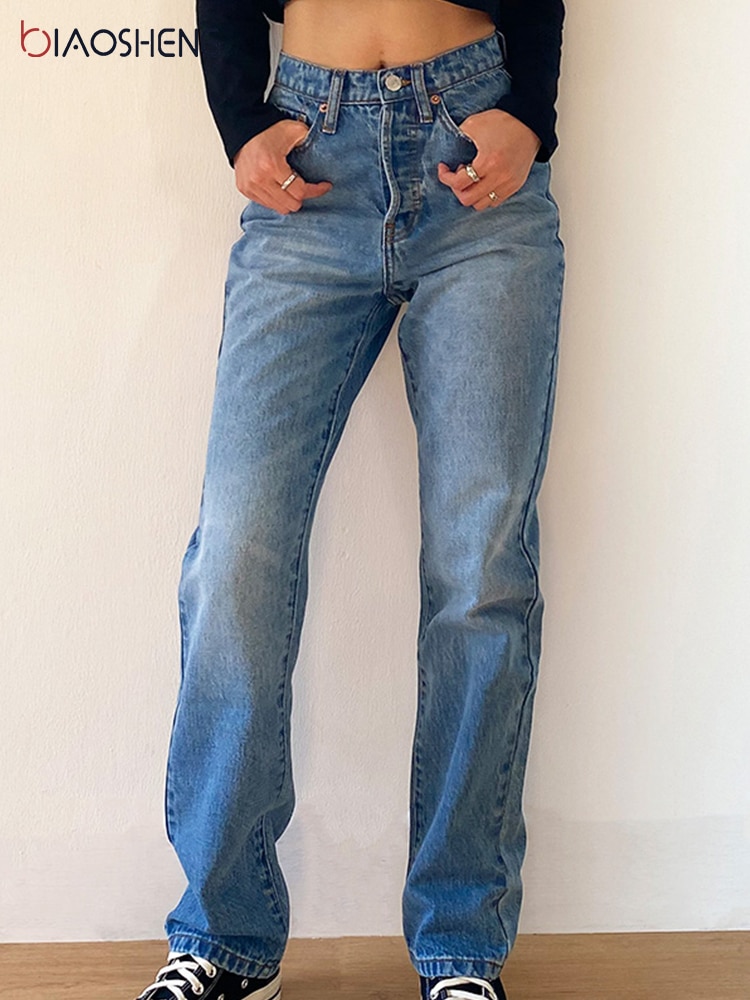 Straight Denim Pants Vintage Streetwear 