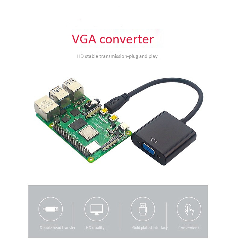 Micro- to VGA Adapter Cable 1080P Video Converter with Audio Jack USB Power Cable for Camera 4. 