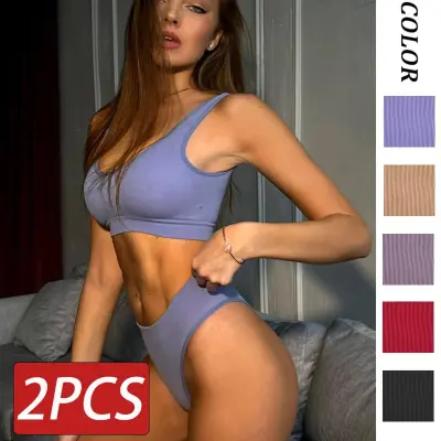 Women's Sexy Lingerie Set (wire-free Bra, Thong Panties) 2pcs
