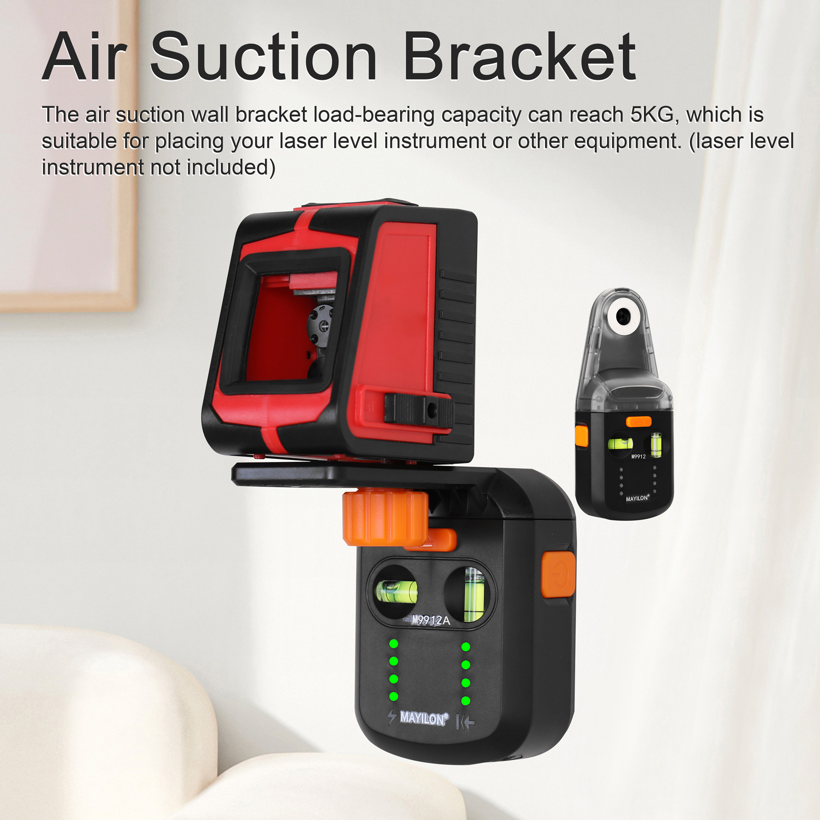KOGEEK MAYILON Electric Drilling Dust Collector  La-ser Level 2 In 1 Functions Household Wall Electric Suction Vacuum Drilling Dust Collector Dust Cleaning Suction Tools with  La-ser Level Function 5KG Load Capacity Bracket. 