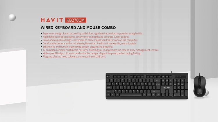 Havit KB270CM Black Wired Keyboard & Mouse Combo