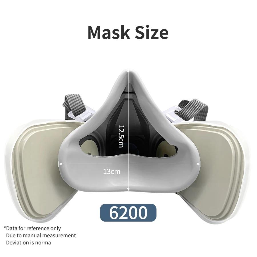 6200 Gas Mask Half-face Dustproof Respirator Combination 2091 5N11 Particle Filters Safety Work Industrial Labor Paint Spray. 
