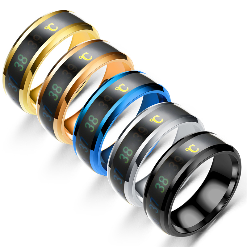 Temperature Ring Titanium Steel Mood Emotion Feeling Intelligent Temperature Sensitive Rings Waterproof Jewelry