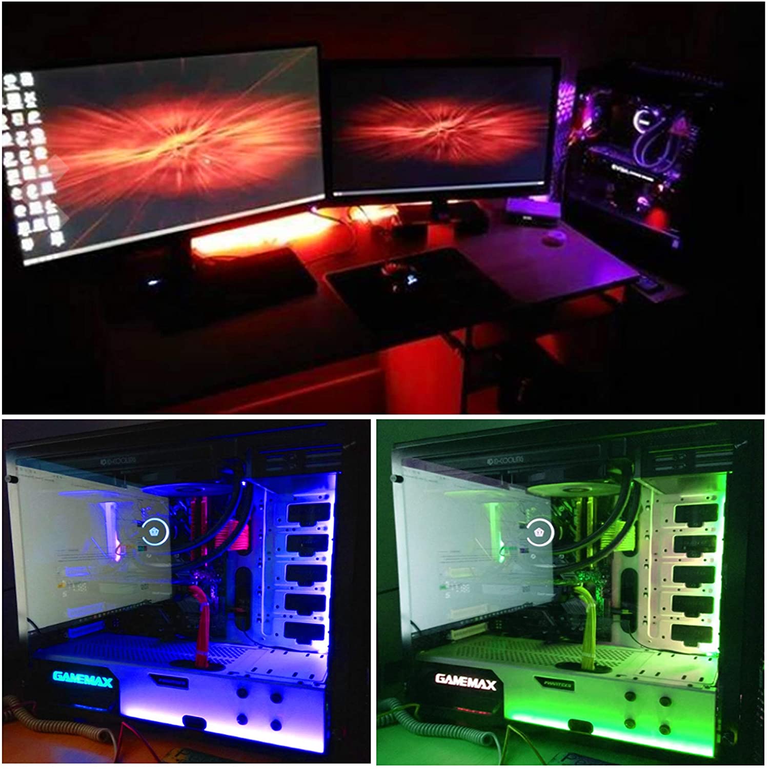 PC RGB Strip Computer RGB LED Strip(Black) Lights for PC Case for Motherboard with 12V 4Pin Header. 