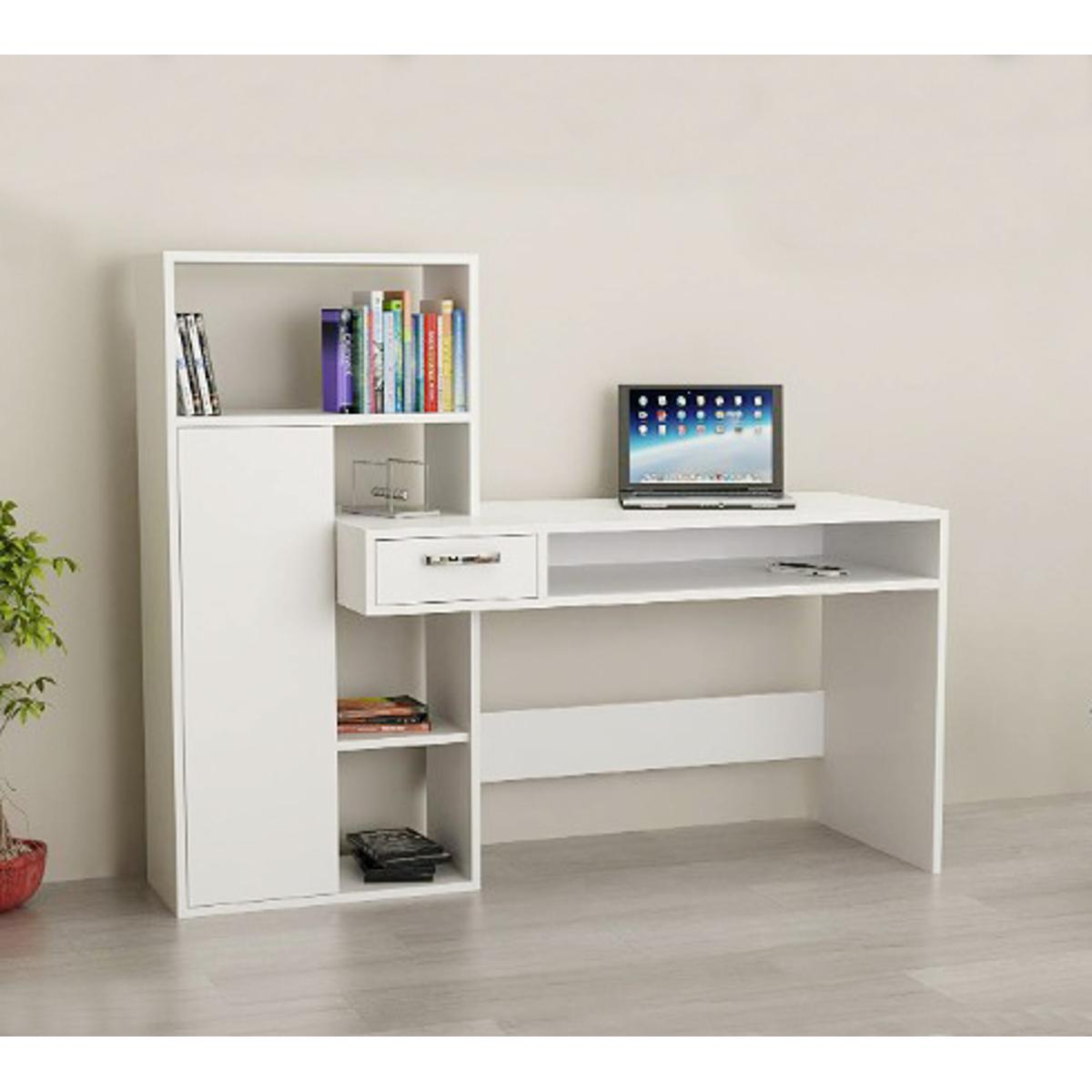 KD  Study Office Table Desk, Computer Table for Students and Working Professionals | Study Table for Kids and Adults, Computer Table for Home, White Finish