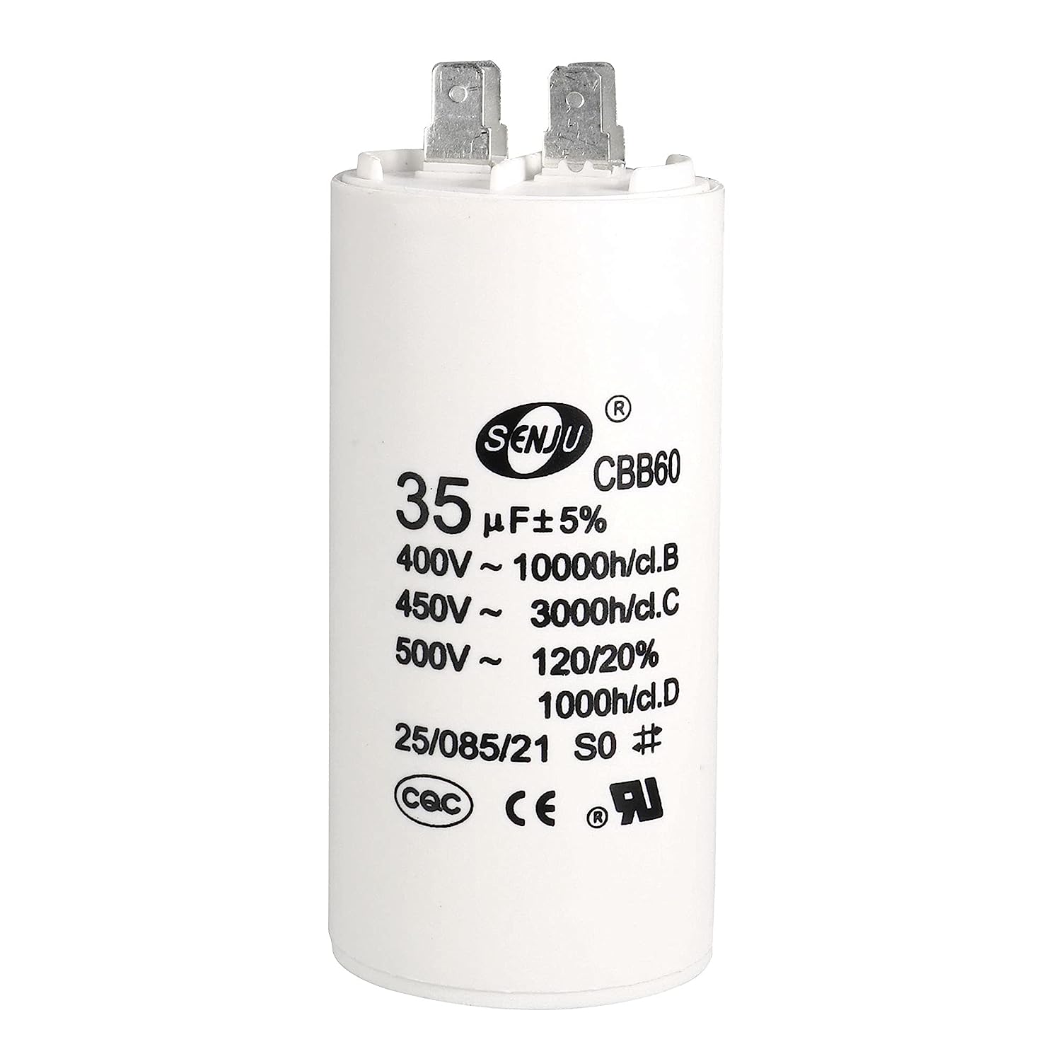 CBB60 Run Capacitor 35uF 450V AC Double Insert 50/60Hz Cylinder  White for Air Compressor Water Pump Motor. 