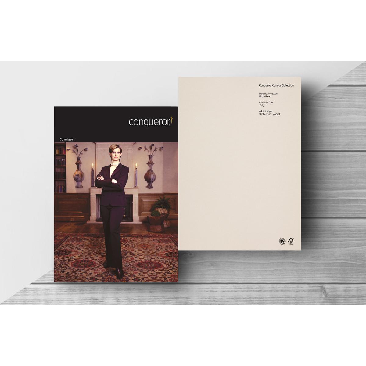 Conqueror Curious Metallics Iridescent Virtual Pearl 120 gsm (20 Sheets A4 Packet)