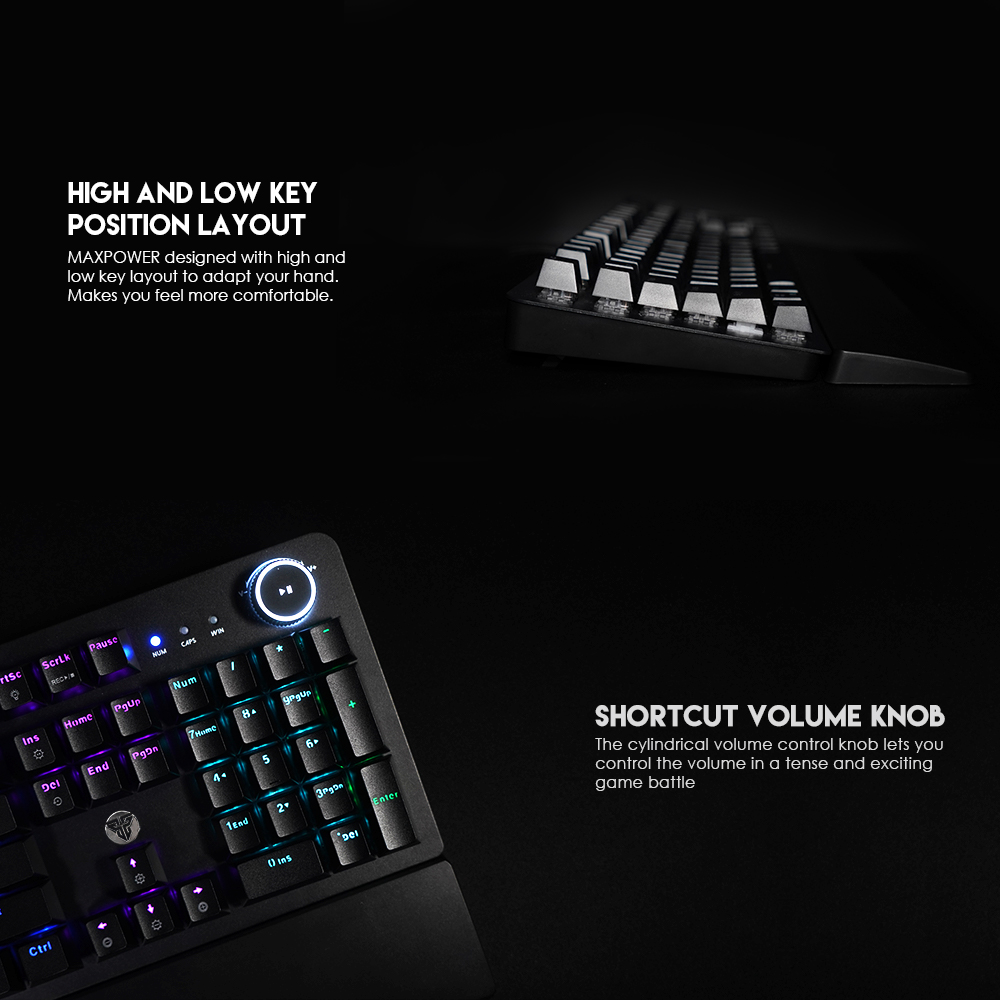 FANTECH MK853 Mechanical Keyboard Blue/Red Switch Ergonomics Backlit USB Wired Gaming Keyboard With Hand Rest For Laptop PC. 