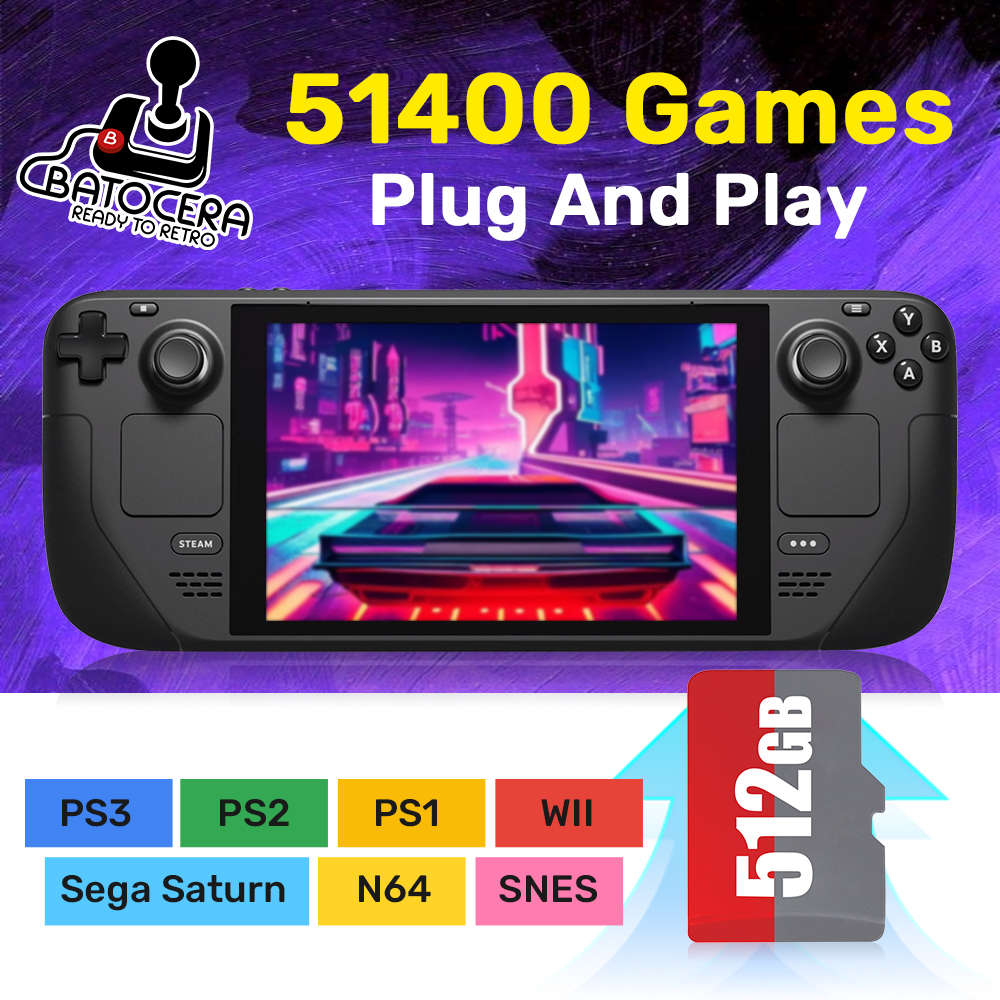 Batocera Gaming TF Card 512GB for Windows Memory Card For PC/MAC/Steam Deck/GDP WIN4 Handheld with 51400 Games For PS3/PS2/PS1
