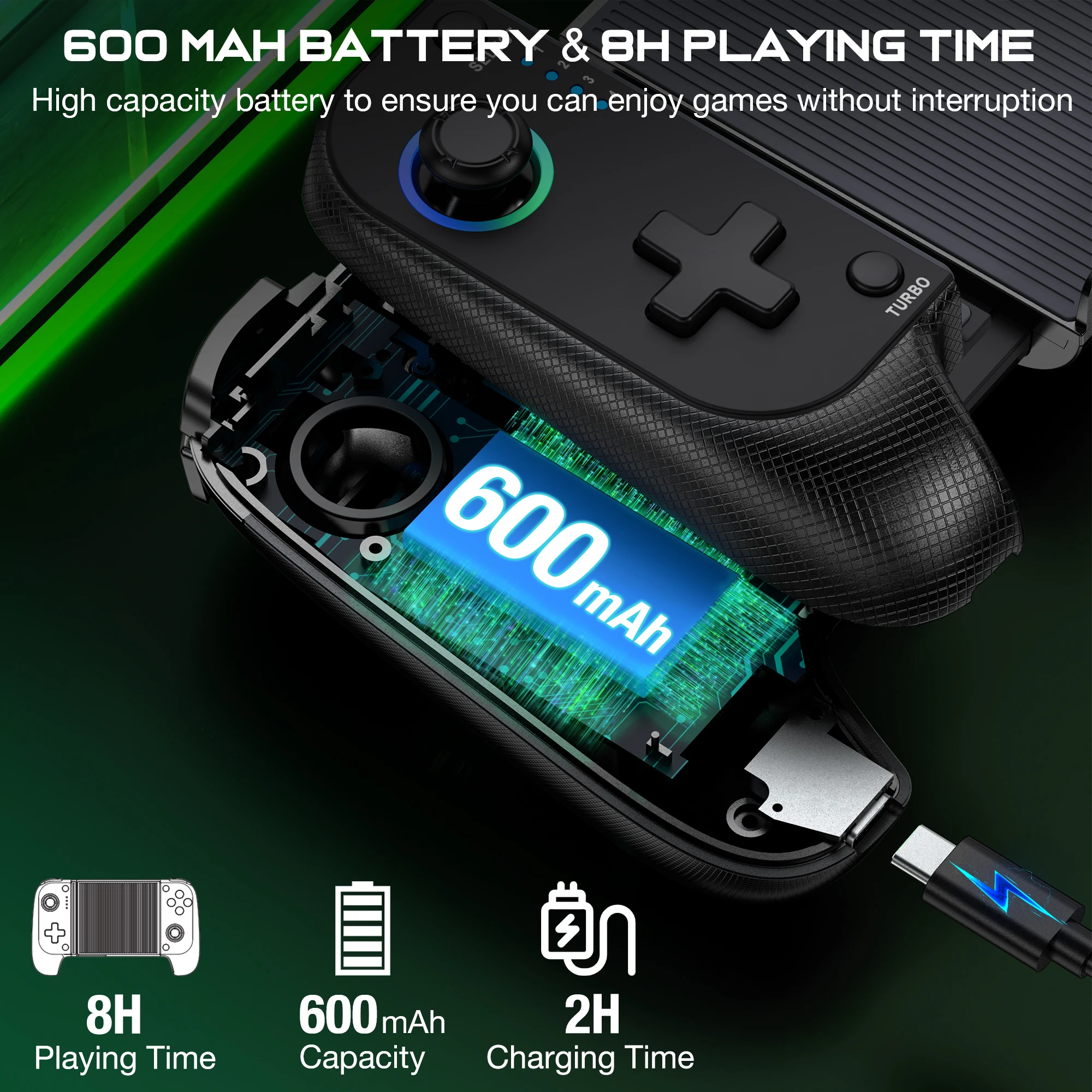 Saitake 7007F RGB Wireless Bluetooth Connection For Cloud Gaming Switch/Android/iOS Mobile Phone Hall effect Gamepad. 