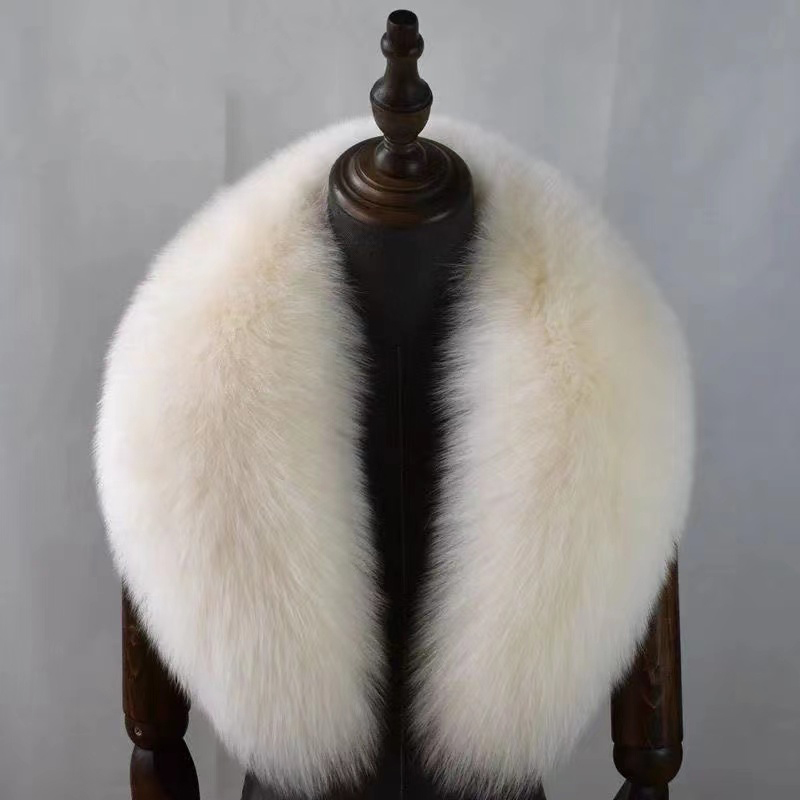 Super Large Fox Fur Collar For Women Men Black Natural Fur Scarf Ladies Winter Neck Warm Warps Furry Scarves for Coat 80-120cm House Foocus. 