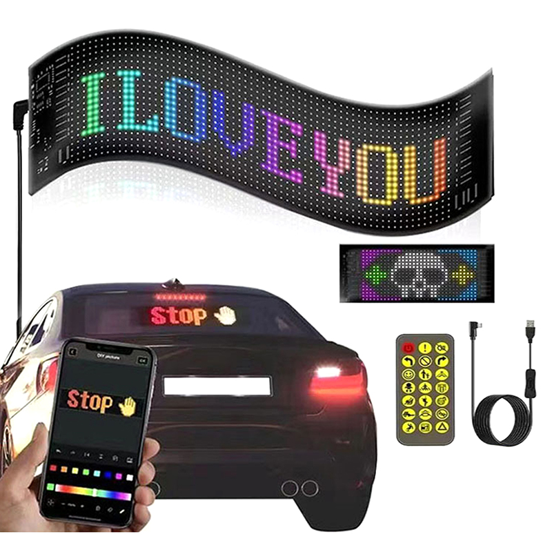 LED Car Flexible Screen Wireless Flexible Display Car Rear Window Flexible LED Display Demoo. 