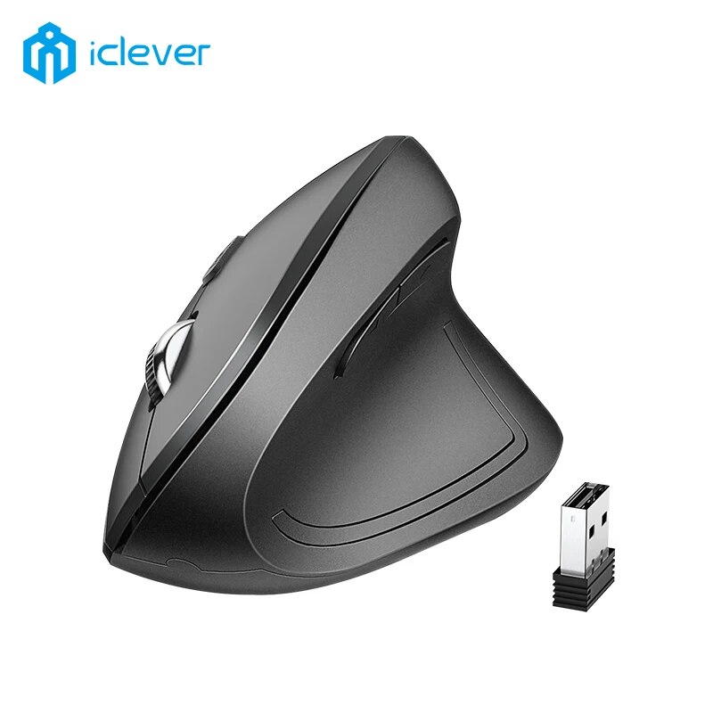 iClever WM101 Wireless Vertical Mouse Ergonomic Mouse 2400 DPI Upright Mouse Programmable For MacBook Tablet Laptop 2.4G Mouse. 