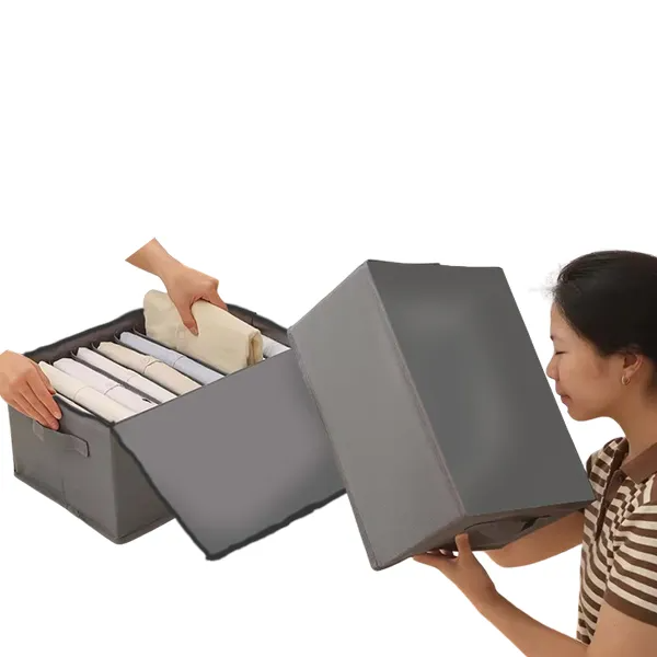 Full Covered 7 Grid Wardrobe Clothes Organizer, Foldable Closet Storage Box: Organize T-Shirts, Jeans, and Sweaters with Ease. 