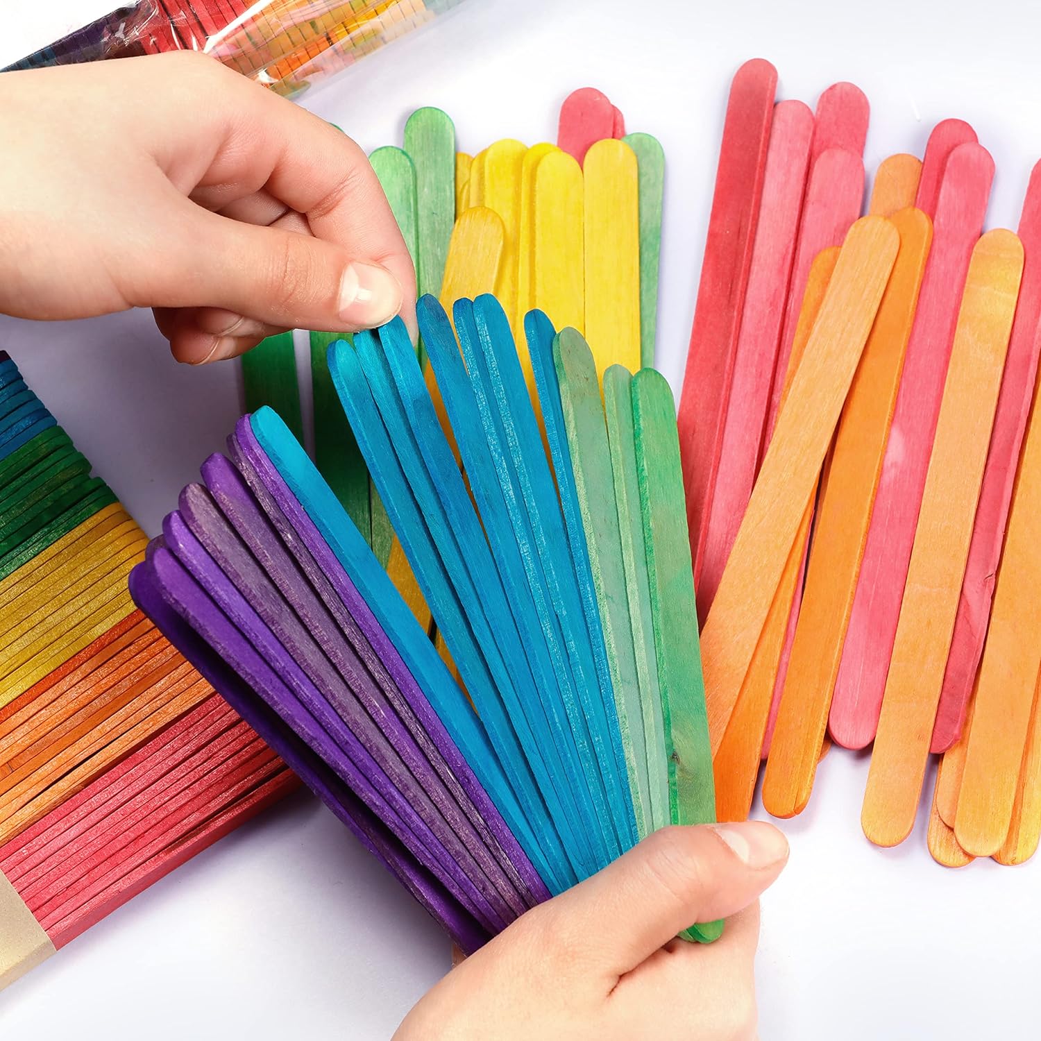 Colorations (100 pcs) Regular Colored Wood Craft Sticks Popsicle Sticks 4.5" inch Colored Popsicle Sticks for Crafts (5 Colors) Large Colorful Wood Craft Sticks for DIY Decor & Ice Cream. Bulk Wide & Jumbo Wooden Craft Popsicle Sticks for Kids. 