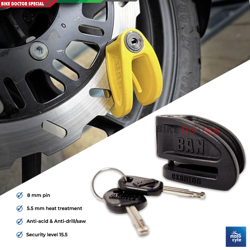 BAN Exantoo BAN1 Hi-Tech Disc Lock for Motorcycle – 5.5mm Hardened Pin | Anti-Saw & Anti-Knock 1 Piece Random Color Selection