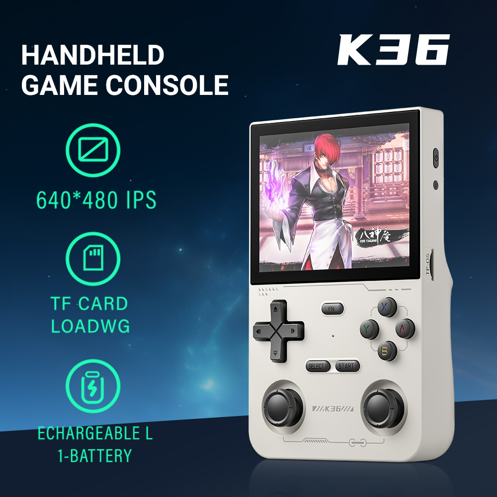 K36 Retro Handheld Video Game Console RK3326 Linux OS 16000 Games Emulator for PS1/PSP/DC/N64/SS 500nit 3.5 Inch IPS Screen R36S