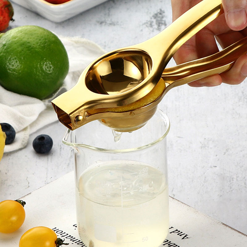 Manual Lemon Juicer Stainless Steel Juicer Press Citrus Handle Lime Squeezer Tool, Gold - gold. 