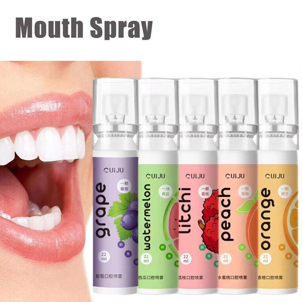 Oral Fresh Spray Fruit Breath Refresher Instant Fresh Breath Spray Watermelon Orange Peach Litchi Grape Aroma for Oral Care-22ml