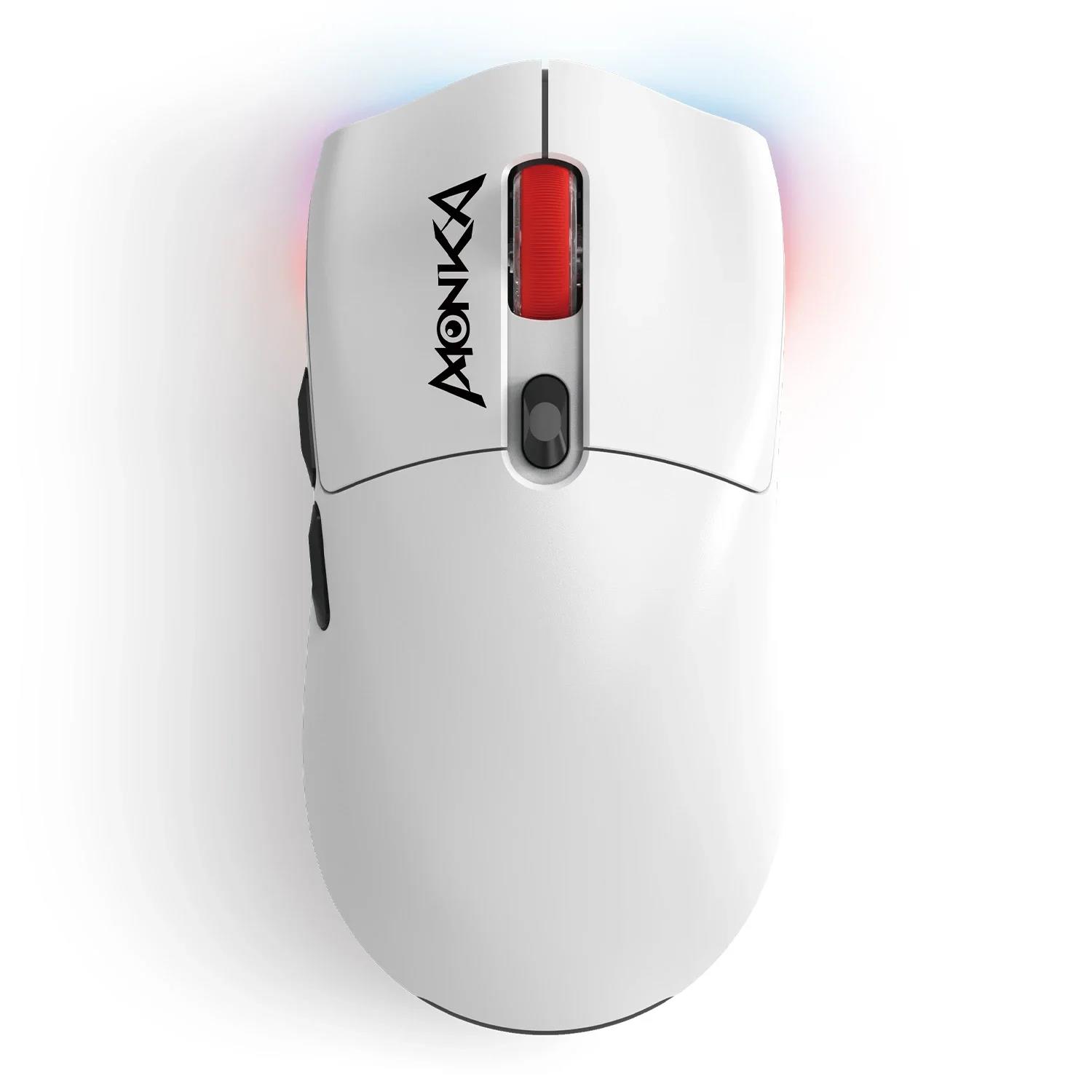 MONKA G995W Gaming Mouse 3-mode 2.4g Wireless Bluetooth Type-C Paw3395 Lightweight 26000 DPI 650 IPS Office E-sports Game Mice. 