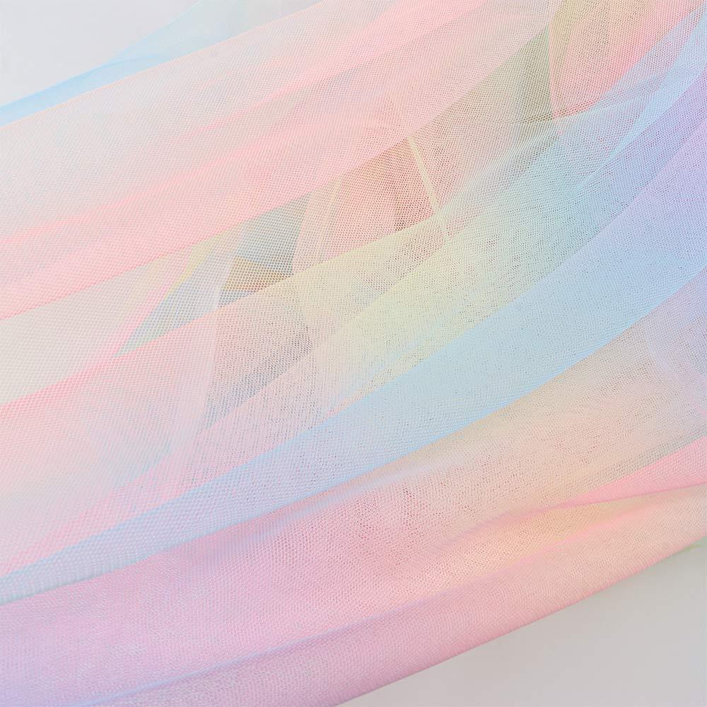 5 Yards 62 Inch Wide Rainbow Mesh Netting Sheer Rainbow Colorful Net Fabric Mesh Netting Ribbon for Skirt Dress Crafts. 