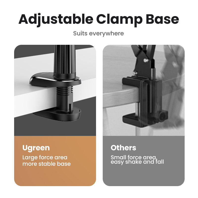 UGREEN Phone Tablet Stand iPad Holder for Bed iPad Mount Stand Gooseneck Tablet Stand Holder for Desk Video Re-cording Laying Down Rotating Swivel Swing Arm for iPad Pro iPhone Samsung Tabs Fire, 12.9''. 
