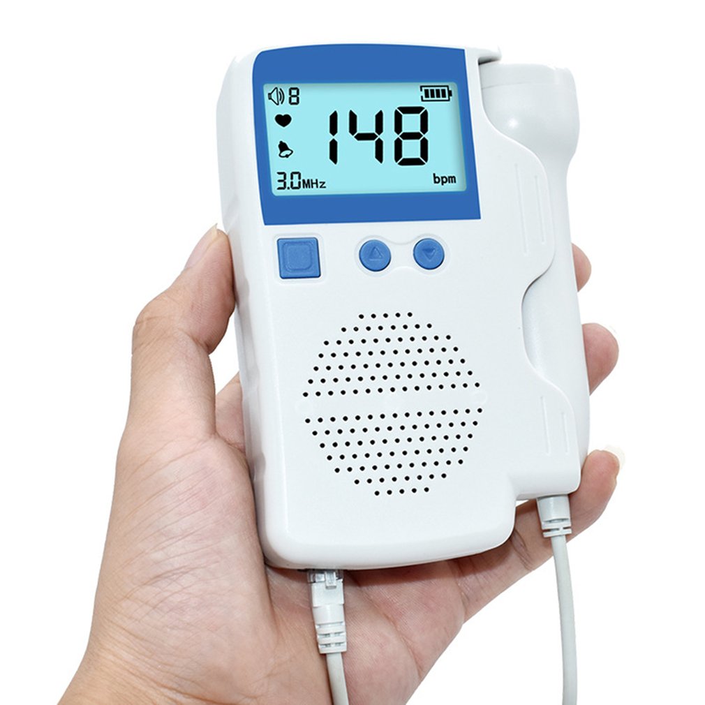 Professional Safe Fetal Doppler 3MHz Probe Heart Beat Monitor Backlight LCD Display Fetal Sound Heart Rate Detector No Radiation. 
