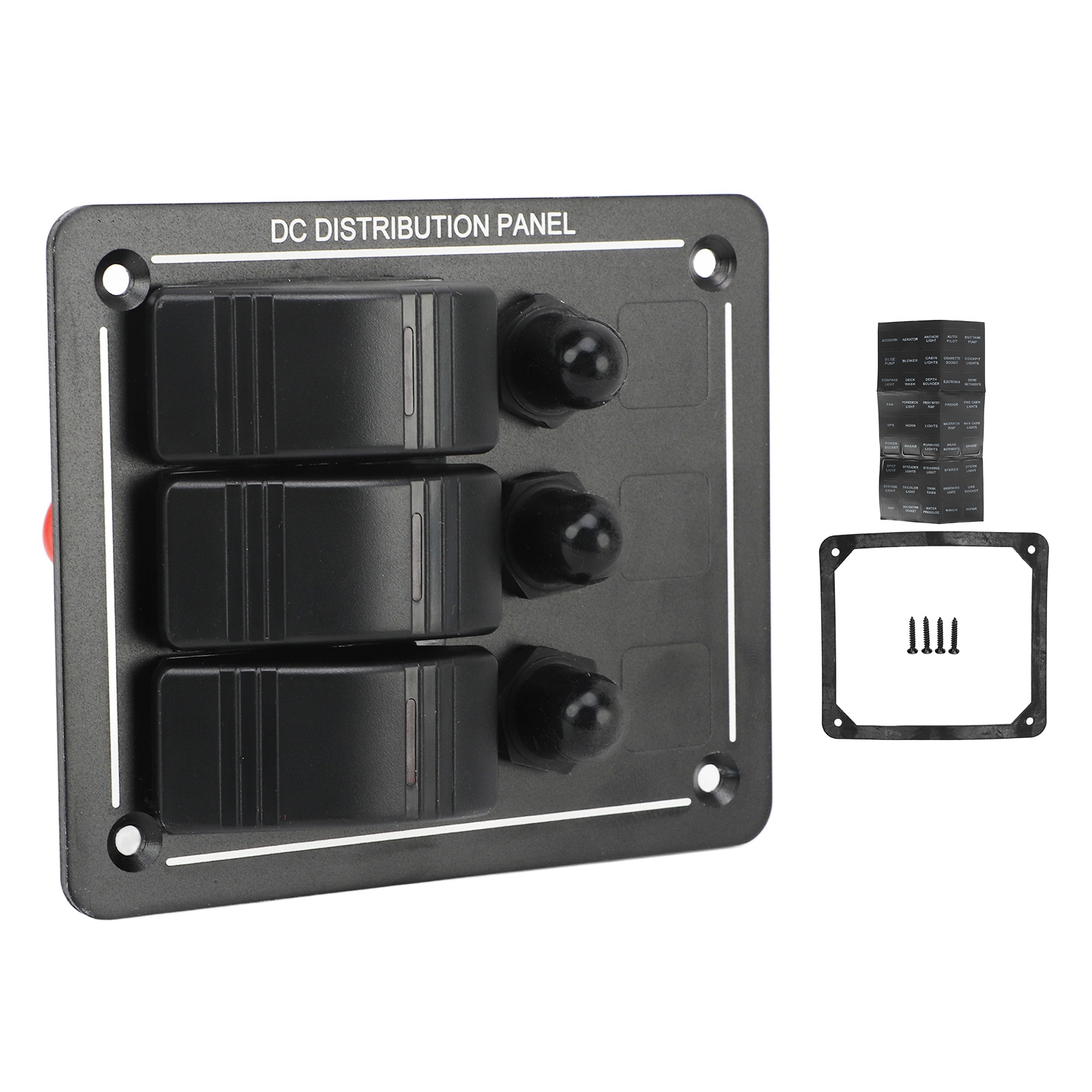 Marine Toggle Switch Panel, 3 Gang 12-24V IP66 Waterproof Red LED Indicator Multiple Protection Rocker Switch Panel Safe To Use for Yacht. 