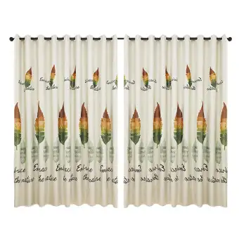 1pc Retro Leaves Print Semi Blackout Curtains Bedroom Windows