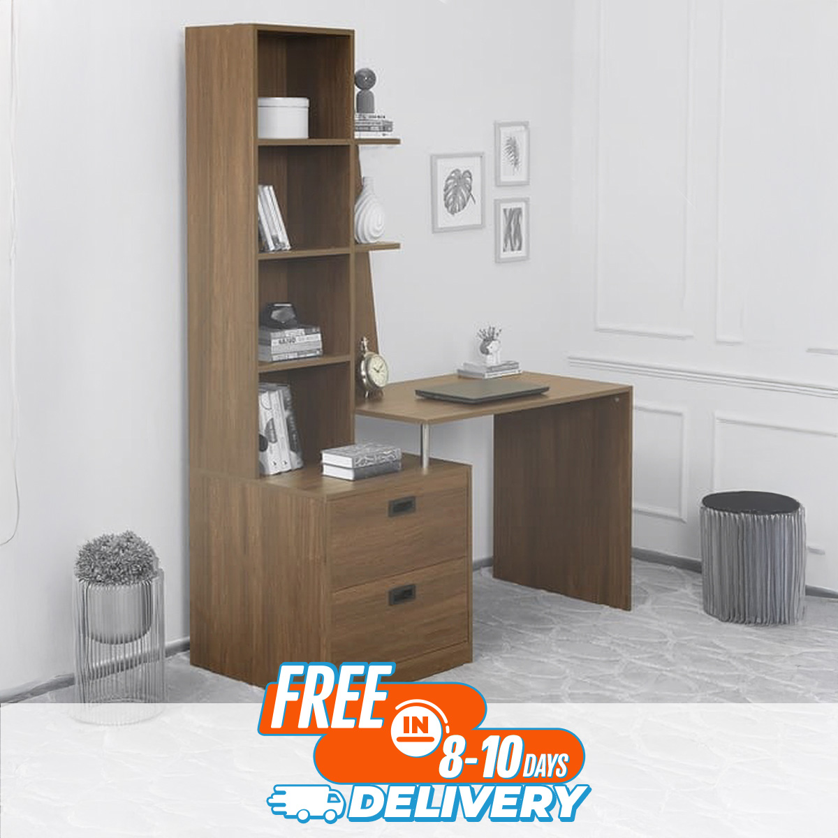 AndorMahal Classic Reading Table with Bookshelf (Melamine Board)