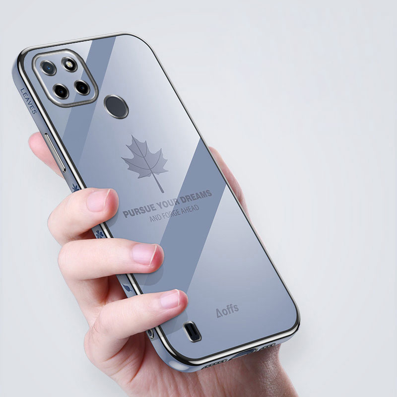 Luxury Plating Maple Leaves Lanyard Phone Case For Realme C25S Cover Case for Realme C25 C 25 Case Realme C 25S Shockproof Coque. 