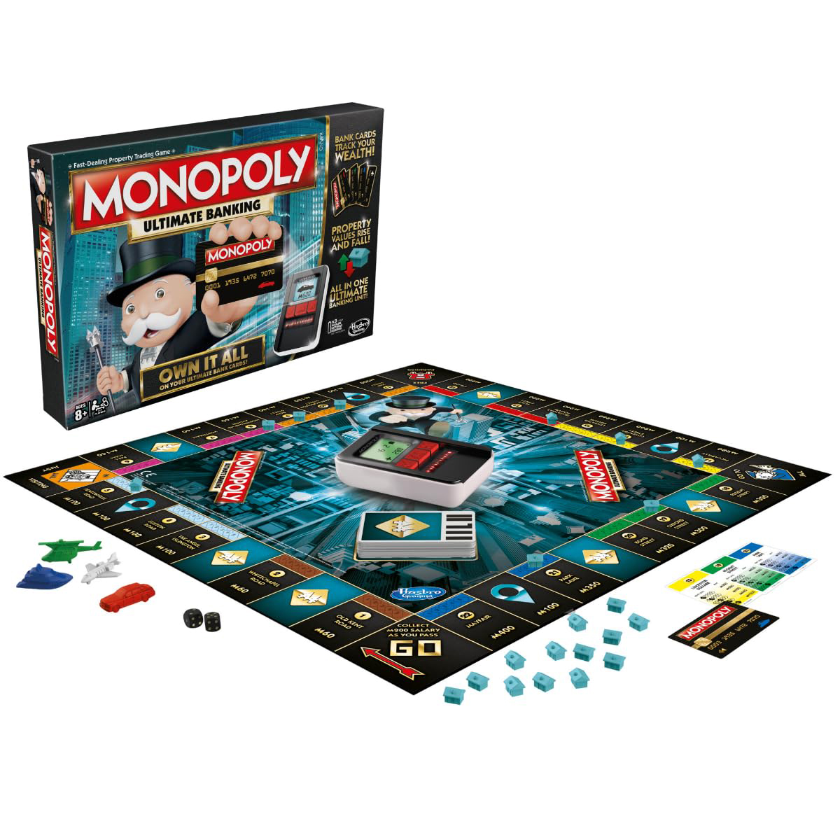 New Monopoly bord game Super Electronic Board Game, Electronic Banking Unit, Choose Your Rewards, Cashless Gameplay Tap Technology, for Ages 8 and Up,Box English electronic monopoly