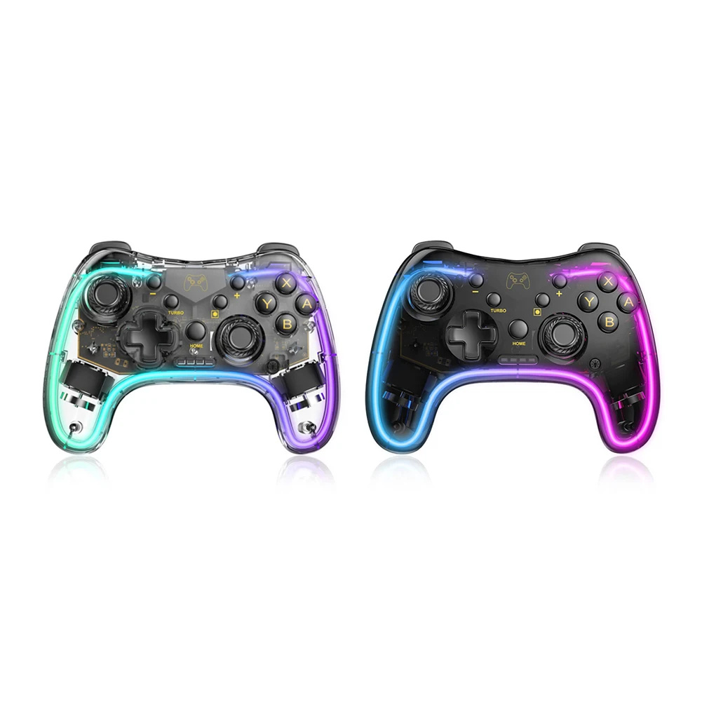 Wireless Transparent RGB Video Gamepads Game Controller Joystick STK-7039RG Compatible For Switch Pro Windows 7/8/10 And PC Steam.