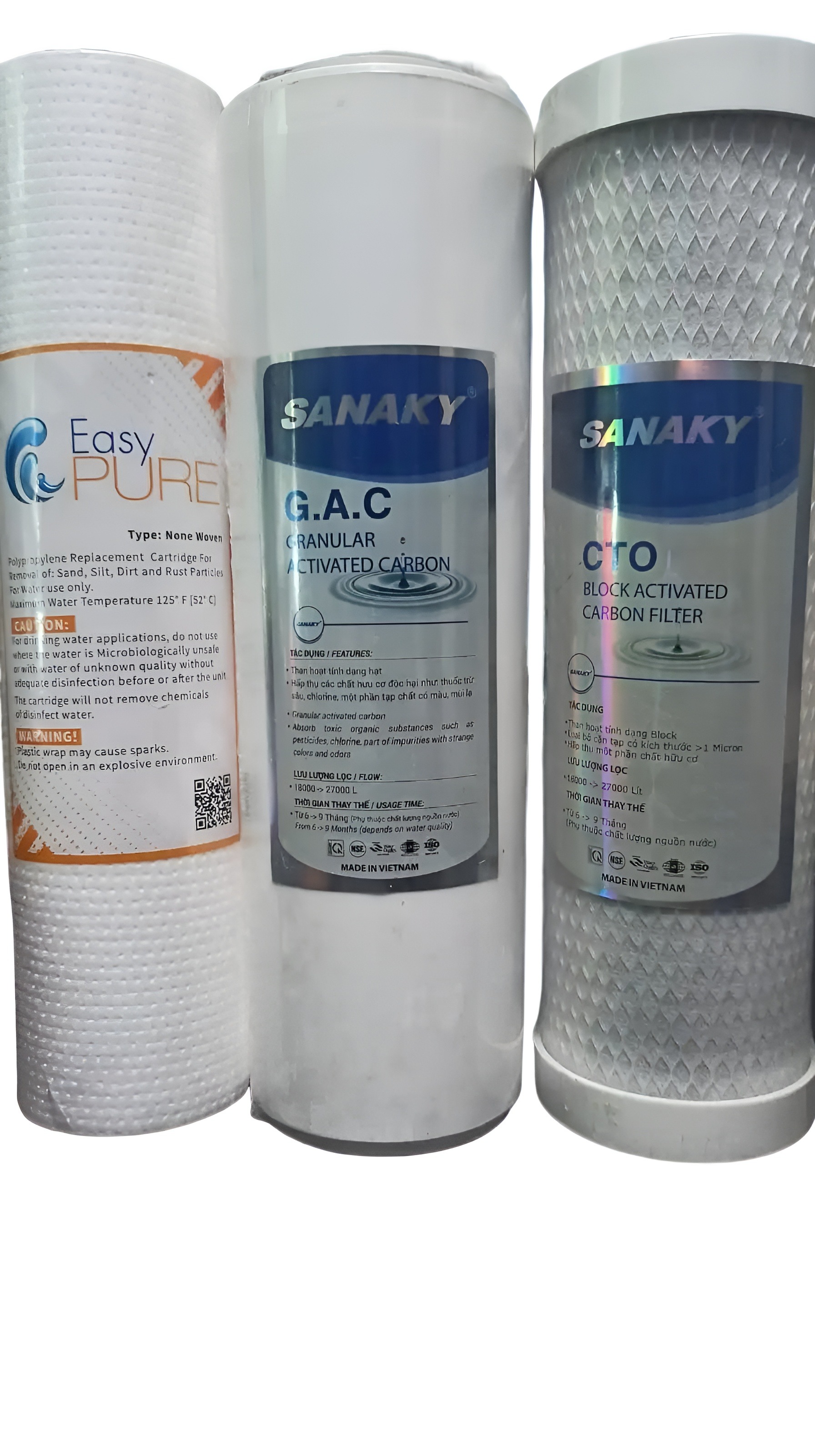 3 in one (pp filter + net carbon + box carbon)-1 set for 50-200 gpd ro machine. 