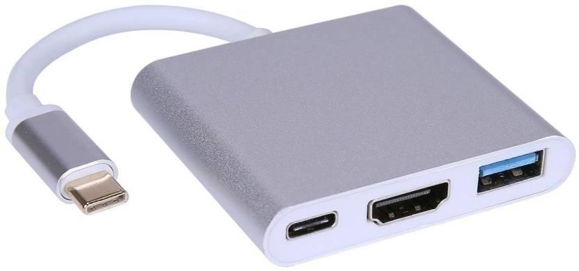 USB Type C to HDMI Converter 3 in 1 Hub USB 3.1 to USB C 4K HD Adapter for MacBook. 