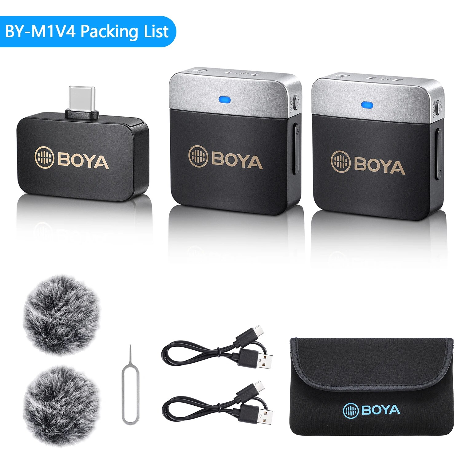 BOYA BY-M1V Wireless Lavalier Microphone System For iPhone Android Smartphone Camera Type C Lightning mic Video Recording Live. 