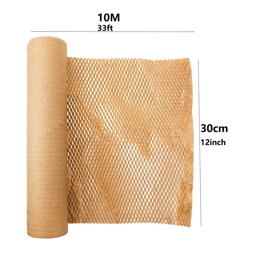 1 Roll Recycled Packing Paper 12Inch x 33FT Eco Honeycomb Paper for Moving Packaging Wrap Recyclable Cushion Material. 