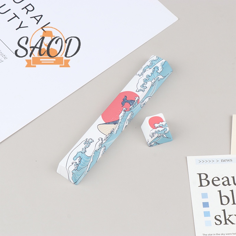 SAOD 2Pcs Coral Sea Keycaps PBT Five Sides Dye-Subbed Spacebar 6.25U OEM Profile Space Bar Keycap For DIY Mechanical Keyboard NEW