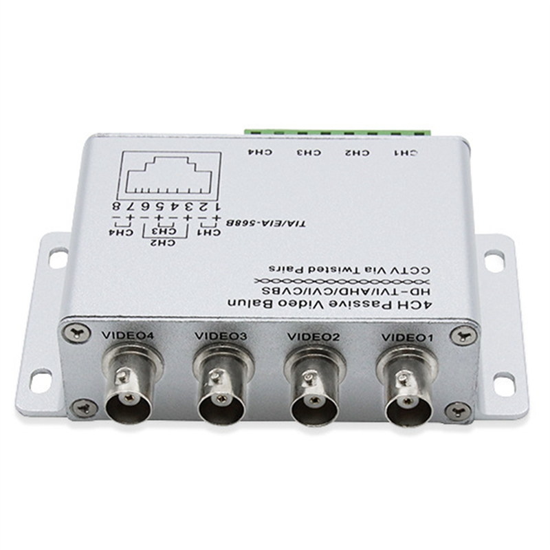 4CH Passive Video Balun for TVI CVI AHD Cameras CCTV Via Twisted Pairs UTP Video Balun 4CH Transceiver BNC To UTP RJ45. 