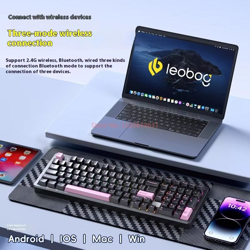 LEOBOG Hi98 PRO Mechanical Keyboard Three Mode Hot Swap Aluminum Wireless Gaming Keyboard Customized Gasket PC Gamer Accessories. 