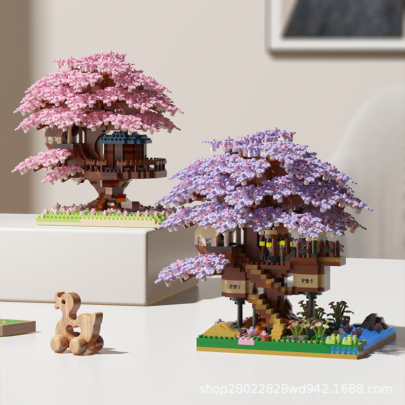 Jihui M3079 Yigao cherry blossom tree building blocks puzzle assembly girl birthday valentine's day gift cross-border toys. 