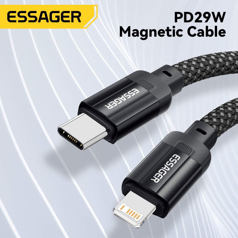 Essager 29W Magnetic Cable USB C to Lightning 3A Fast Charging Tangle-Free Magnetic Charger Cord for Airpod iPhone 14 13 12 pro. 