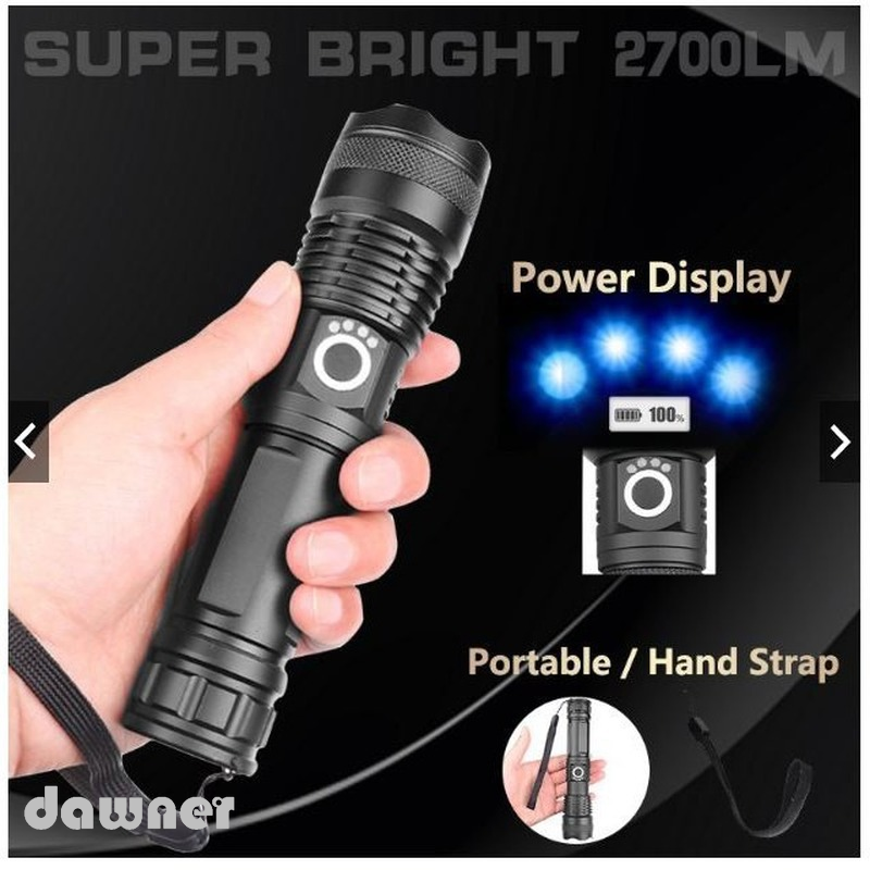 XHP50 Led Torch Light Rechargeable Type C LED Flashlight USB Zoom Torchlight Led Torch Light. 