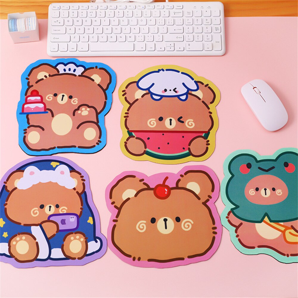 Cute Bear Mouse Pad Non-slip Desk Mat Kawaii Gaming Accessories Mouse Mat for Office Home PC Computer Keyboard. 